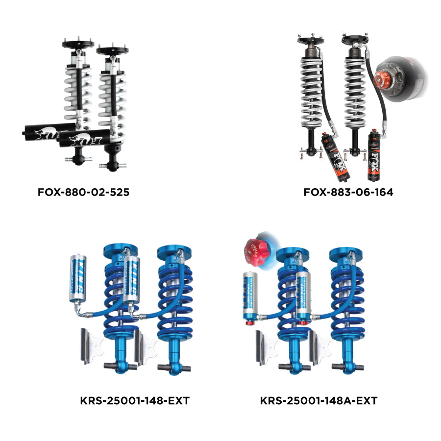 Front Fox and King coilover shock options for 2007-2018 GM 1500 trucks from AccuTune Offroad.