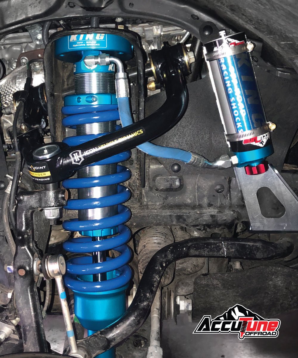 King coilovers from AccuTune Offroad installed on Toyota Tacoma.