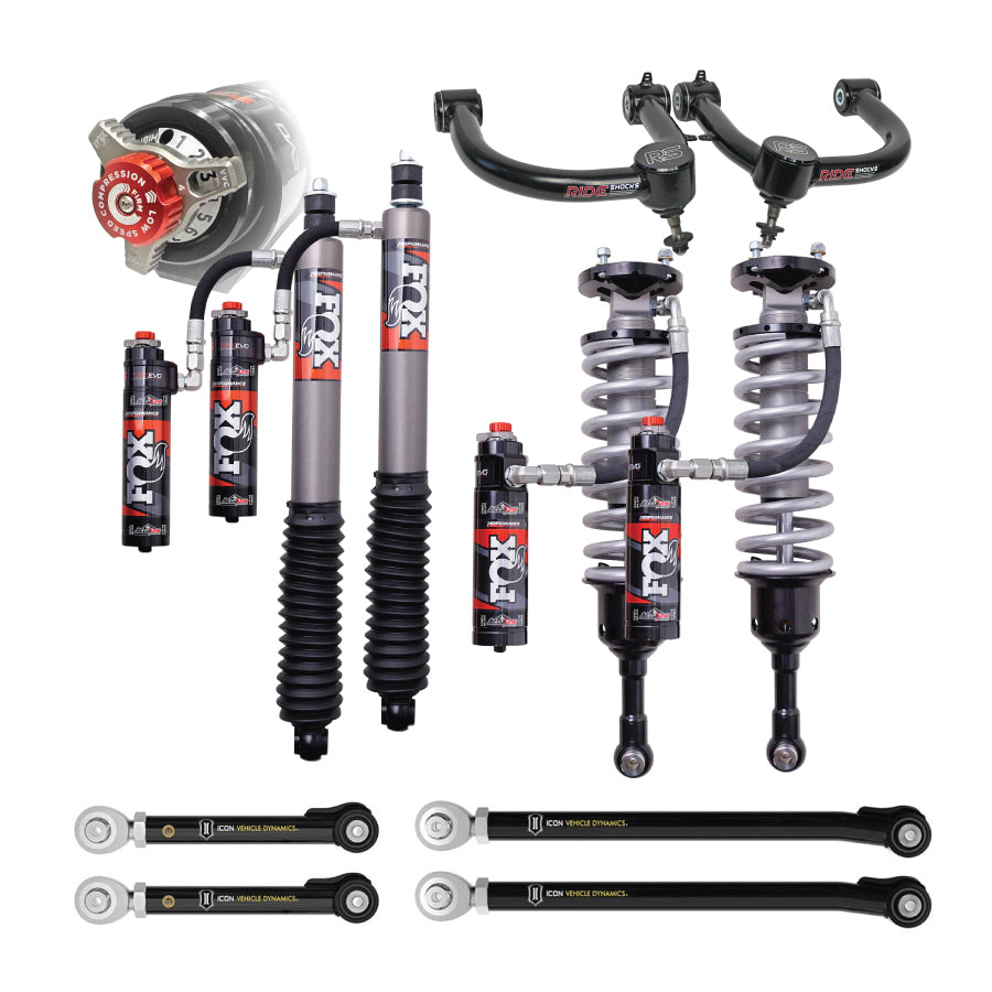 4th Gen Tacoma lift kit with Fox 2.5 shocks and Dirt King front upper control arms and Icon rear control arms.