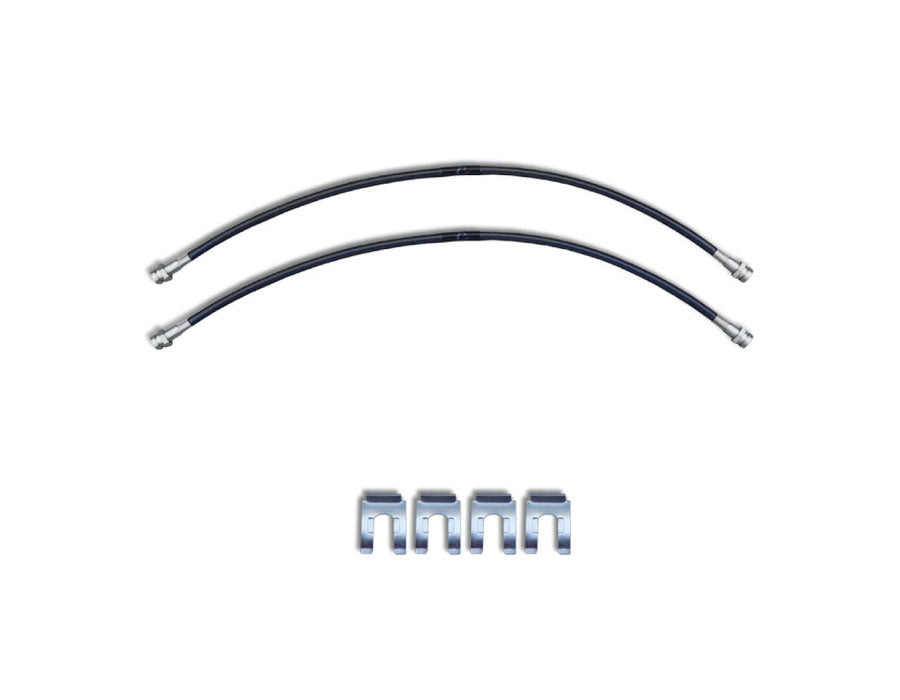 Extended rear brake line kit for a Toyota 4Runner. These extended brake lines are ideal for those with long travel rear shocks. These steel braided brake lines are a great upgrade for any 4Runner.