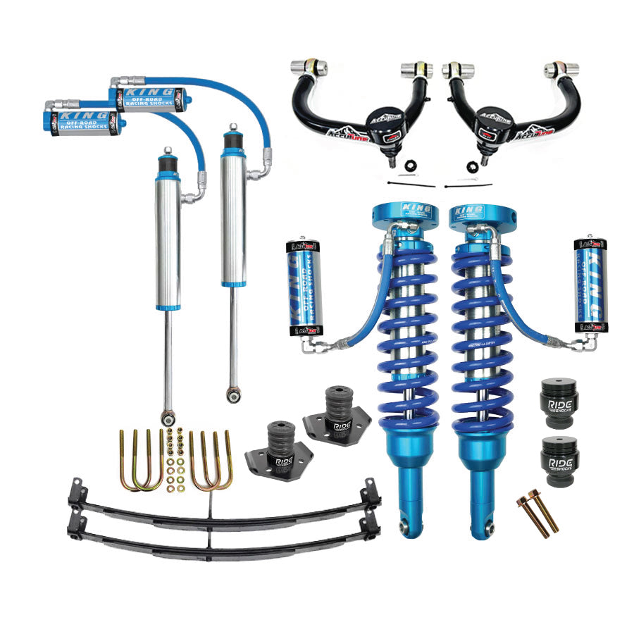 Stage 3 lift kit from AccuTune Offroad for Toyota Tacoma using King 2.5 Shocks, Add a Leaf, AccuTune Offroad upper control arms and u-bolt flip kit