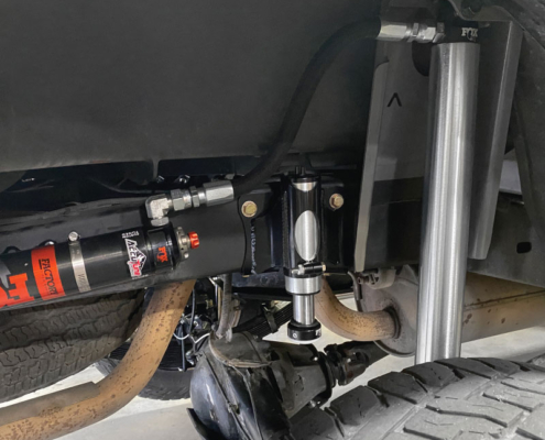 toyota tacoma shock relocation kit installed with 2.5 fox shocks from accutune offroad