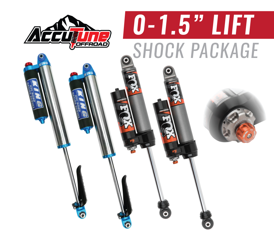 18+ Jeep Wrangler JL 0-1.5" Lift, Custom Tuned Shock Package - AccuTune