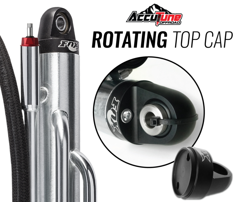 Rotating top cap on Fox Bypass shocks can be very helpful when mounting to a custom chassis.