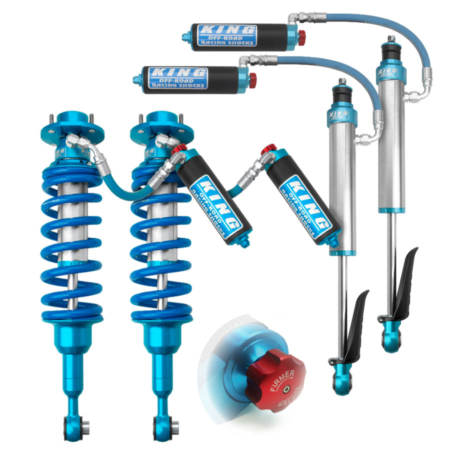 King Shocks with compression adjusters custom tuned by AccuTune Offroad for 2024 or newer Toyota Tacoma.