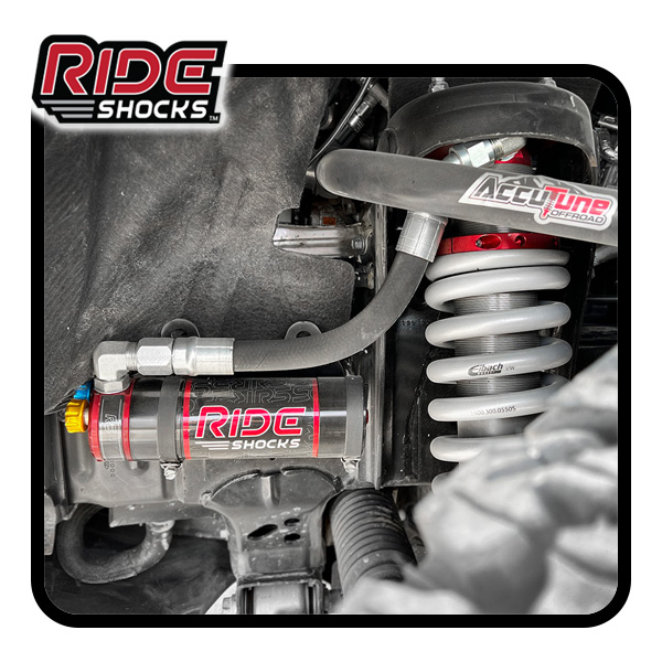 Ride_Bron_Appearance Ride Shocks coilovers installed on Ford Bronco with AccuTune Offroad upper control arms.