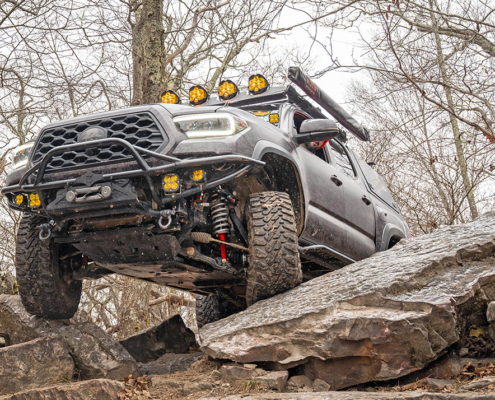 Tacoma rock crawling with Ride Shocks suspension.
