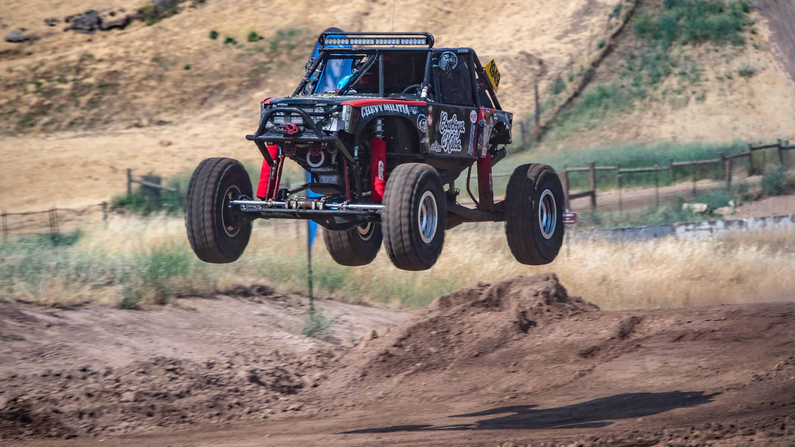 ultra4 team 1949 jumping at Nor Cal Rock Race