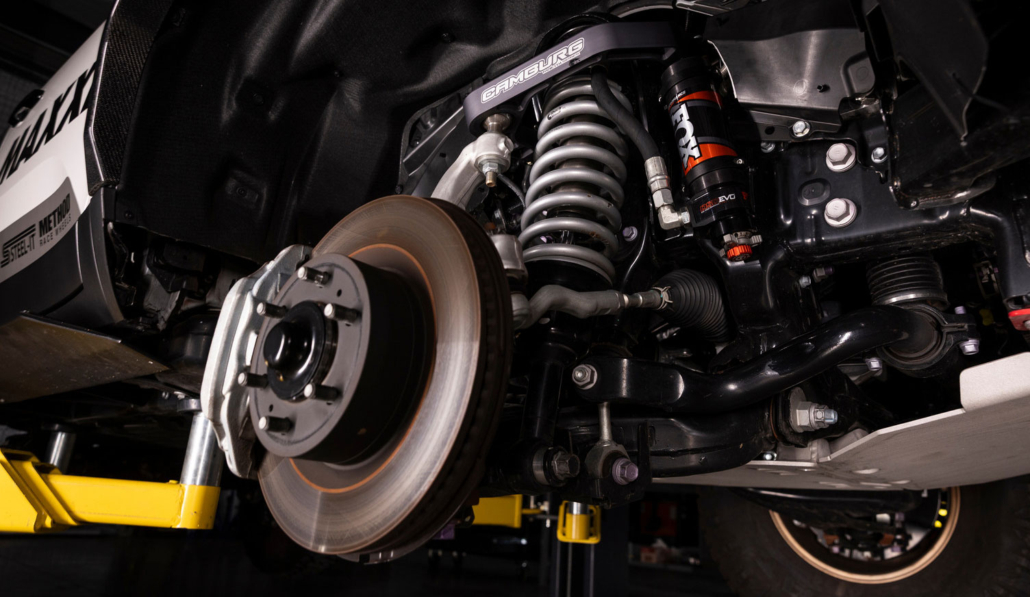 Custom tuned Fox shocks for improved truck suspension performance on road and off road 