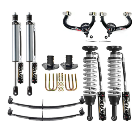 Stage 3 lift kit from AccuTune Offroad for Toyota Tacoma using Fox Shocks, Add a Leaf, AccuTune Offroad upper control arms and u-bolt flip kit