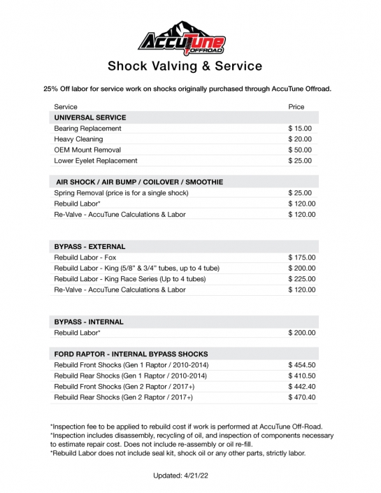 AccuTune Shock Rebuild & Revalve AccuTune OffRoad